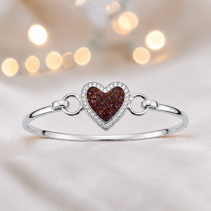 Auriga Heart Bangle — silver heart ashes memorial CZ bangle in copper mocha, handcrafted in Lancashire, UK - by Keepsake Memorial Jeweller
