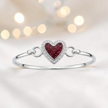 Auriga Heart Bangle — silver heart ashes memorial CZ bangle, handcrafted in Lancashire, UK - by Keepsake Memorial Jewellery