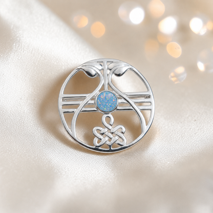 Avalon brooch - sterling silver ashes memorial brooch in baby blue, handcrafted in Lancashire UK - by Keepsake Memorial Jewellery
