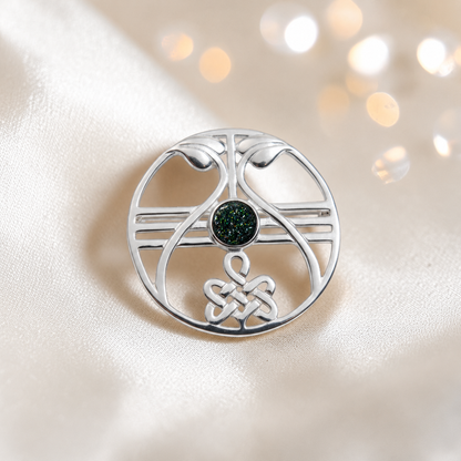 Avalon brooch - sterling silver ashes memorial brooch in black flame, handcrafted in Lancashire UK - by Keepsake Memorial Jewellery