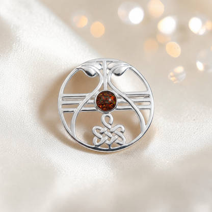 Avalon brooch - sterling silver ashes memorial brooch in copper mocha, handcrafted in Lancashire UK - by Keepsake Memorial Jewellery