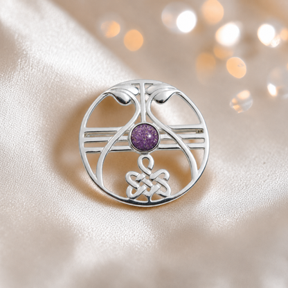 Avalon brooch - sterling silver ashes memorial brooch in rose pink, handcrafted in Lancashire UK - by Keepsake Memorial Jewellery