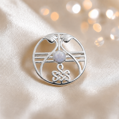 Avalon brooch - sterling silver ashes memorial brooch in white snow, handcrafted in Lancashire UK - by Keepsake Memorial Jewellery