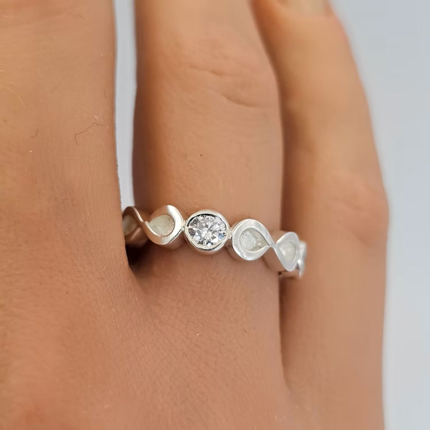 Celestina Band — silver infinity ashes memorial ring, handcrafted in the UK
