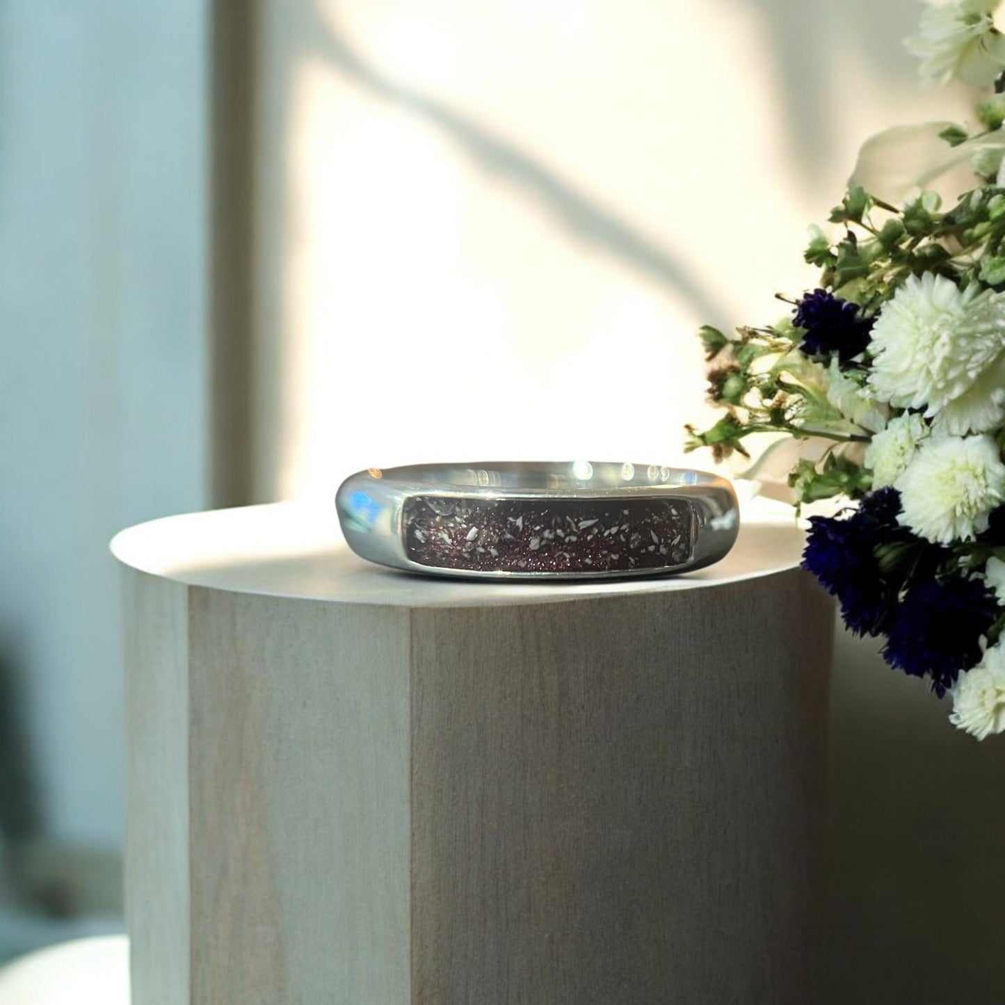 Men's Solid 925 Silver half Channel Ring