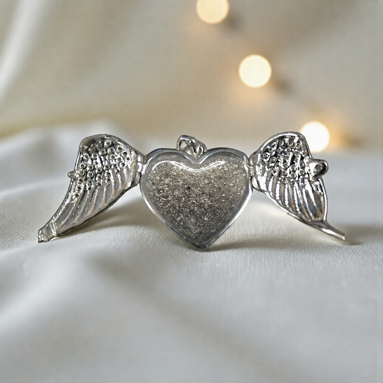 Canopus angel wing memorial pendant in natural ash, handcrafted in Lancashire UK - by Keepsake Memorial Jewellery