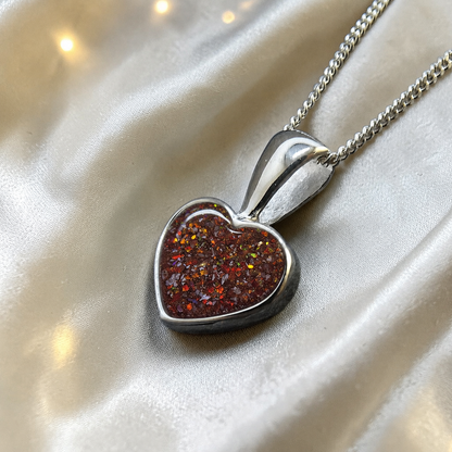 Capella small heart memorial pendant in copper mocha, handcrafted in Lancashire UK - by Keepsake memorial Jewellery