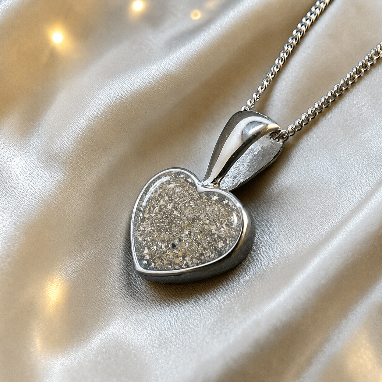 Capella small heart memorial pendant in natural ash, handcrafted in Lancashire UK - by Keepsake memorial Jewellery