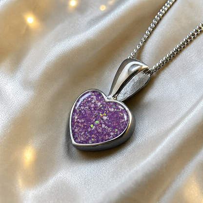 Capella small heart memorial pendant in rose pink, handcrafted in Lancashire UK - by Keepsake memorial Jewellery