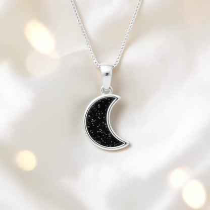 Caph sterling silver moon shaped pendant, handcrafted in Lancashire UK
