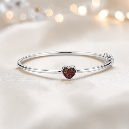 Cassia Heart Bangle — silver heart ashes memorial bangle in copper mocha, handcrafted in Lancashire, UK - by Keepsake Memorial Jewellery