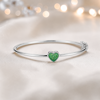 Cassia Heart Bangle — silver heart ashes memorial bangle in fruit green, handcrafted in Lancashire, UK - by Keepsake Memorial Jewellery