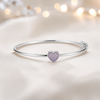 Cassia Heart Bangle — silver heart ashes memorial bangle in unicorn purple, handcrafted in Lancashire, UK - by Keepsake Memorial Jewellery