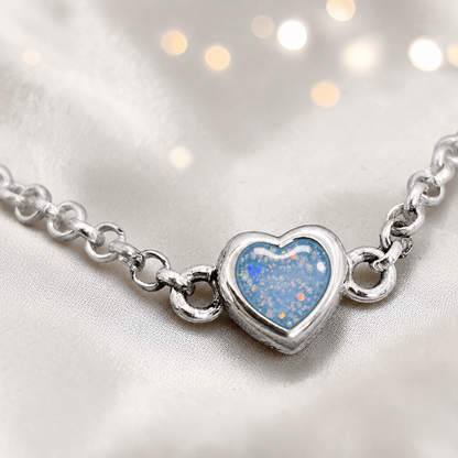 Cassia memorial bracelet in baby blue, handcrafted in Lancashire UK - by Keepsake Memorial Jewellery