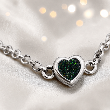 Cassia heart memorial bracelet in black flame, handcrafted in Lancashire UK - by Keepsake Memorial Jewellery