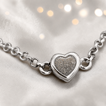 Cassia heart memorial bracelet in natural ash, handcrafted in Lancashire UK - by Keepsake Memorial Jewellery