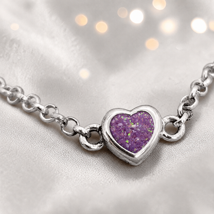 Cassia heart memorial bracelet in rose pink, handcrafted in Lancashire UK - by Keepsake Memorial Jewellery