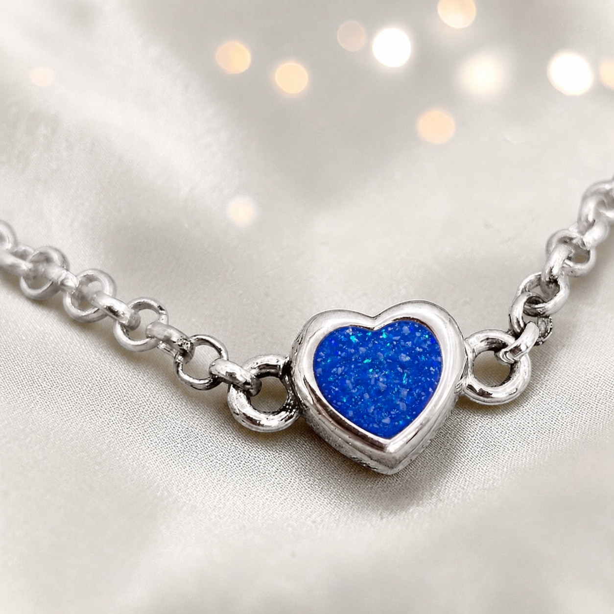 Cassia heart memorial bracelet in royal blue, handcrafted in Lancashire UK - by Keepsake Memorial Jewellery