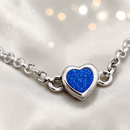 Cassia heart memorial bracelet in royal blue, handcrafted in Lancashire UK - by Keepsake Memorial Jewellery