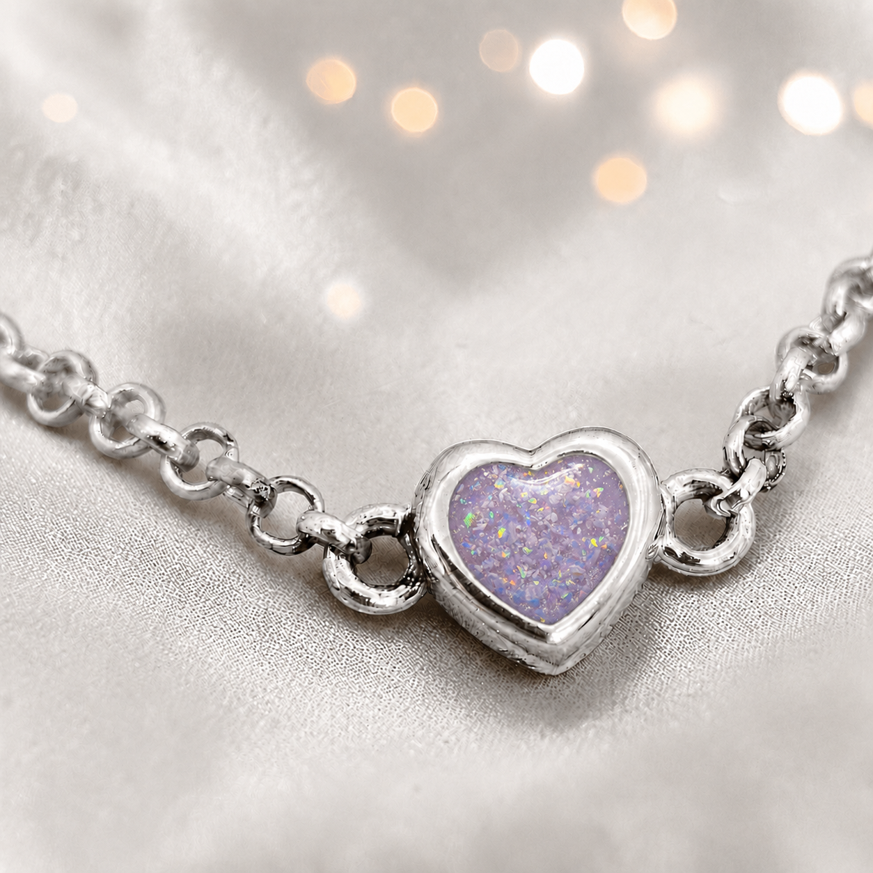 Cassia heart memorial bracelet in unicorn purple, handcrafted in Lancashire UK - by Keepsake Memorial Jewellery