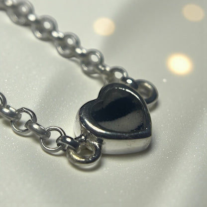 Cassia Bracelet — silver small heart ashes memorial belcher bracelet, handcrafted in Lancashire, UK