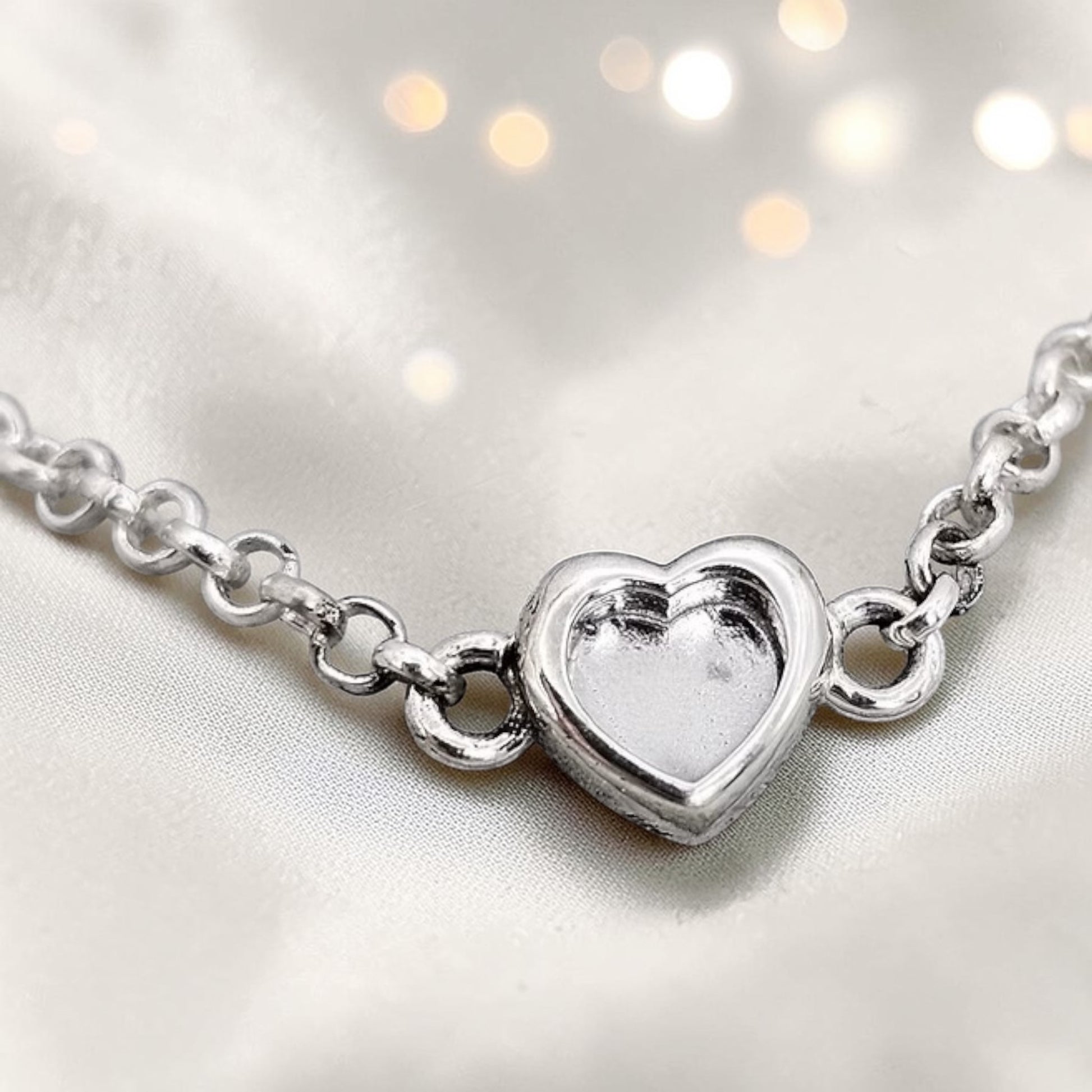 Cassia Bracelet — silver heart ashes memorial belcher bracelet, handcrafted in Lancashire, UK