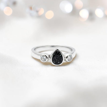 Keepsake Memorial Cassiel ashes ring in black, handcrafted in Lancashire 