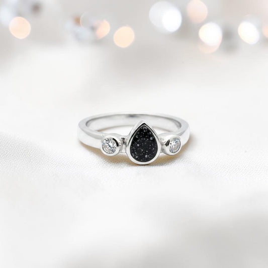 Keepsake Memorial Cassiel ashes ring in black, handcrafted in Lancashire 