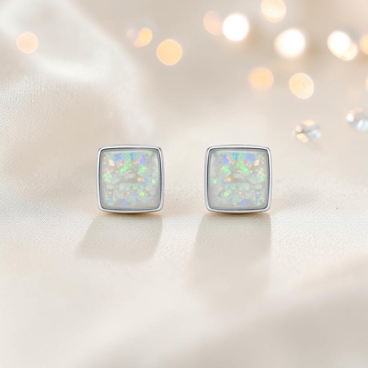 Sterling Silver Celeste Shine Memorial ashes Earrings, handcrafted in Lancashire UK