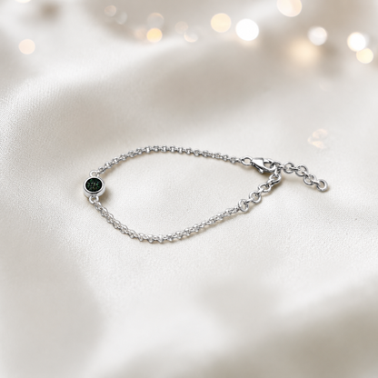 Celestia memorial round belcher bracelet in black flame, handcrafted in Lancashire UK - by Keepsake Memorial Jewellery