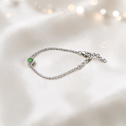Celestia memorial round belcher bracelet in fruit green, handcrafted in Lancashire UK - by Keepsake Memorial Jewellery