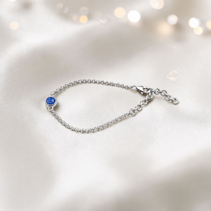Celestia memorial round belcher bracelet in royal blue, handcrafted in Lancashire UK - by Keepsake Memorial Jewellery