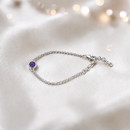 Celestia memorial round belcher bracelet in sleepy lavender, handcrafted in Lancashire UK - by Keepsake Memorial Jewellery