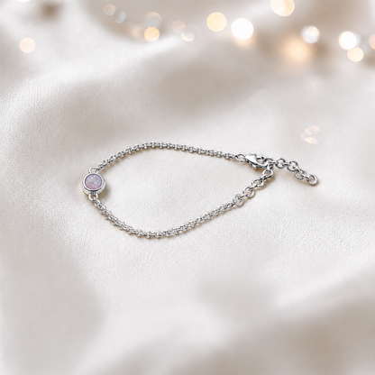 Celestia memorial round belcher bracelet in unicorn purple, handcrafted in Lancashire UK - by Keepsake Memorial Jewellery