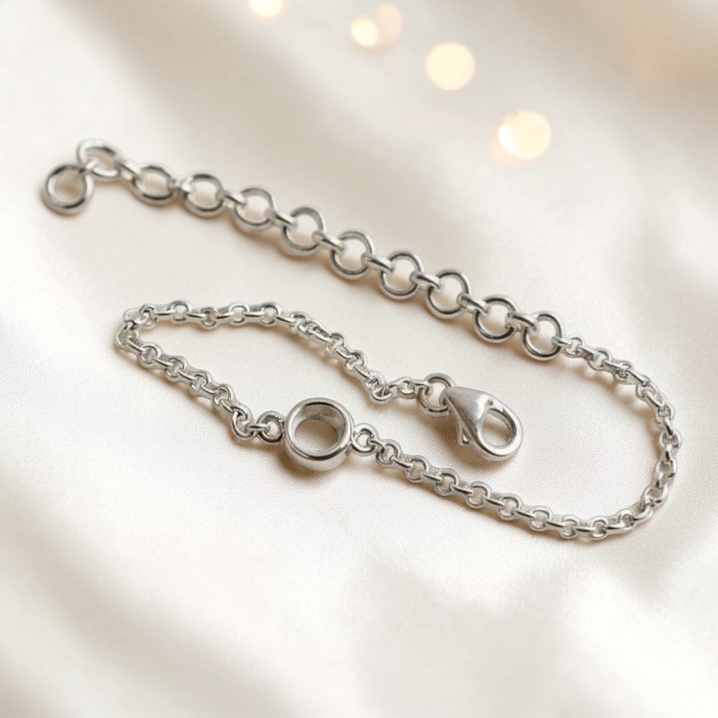 Celestia Bracelet — silver round belcher ashes memorial bracelet, handcrafted in Lancashire, UK