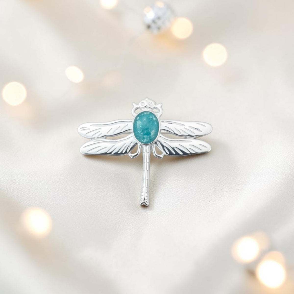 Celestial brooch - sterling silver ashes memorial brooch, handcrafted in Lancashire UK - by Keepsake Memorial Jewellery