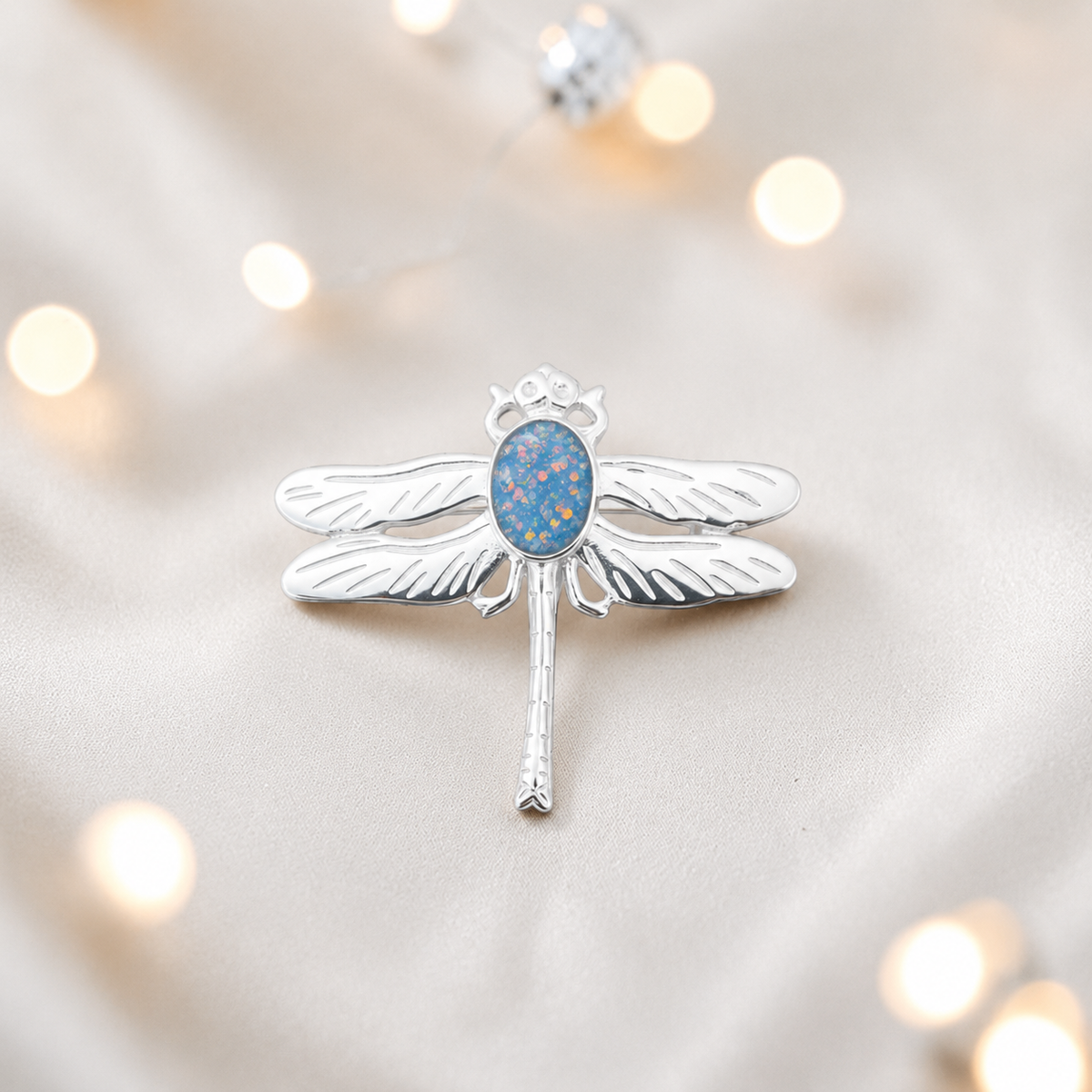Celestial brooch - sterling silver ashes memorial brooch in baby blue, handcrafted in Lancashire UK - by Keepsake Memorial Jewellery