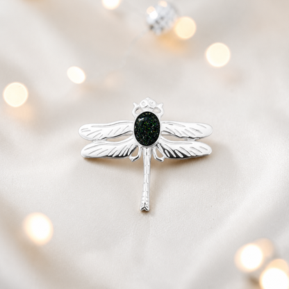 Celestial brooch - sterling silver ashes memorial brooch in black flame, handcrafted in Lancashire UK - by Keepsake Memorial Jewellery
