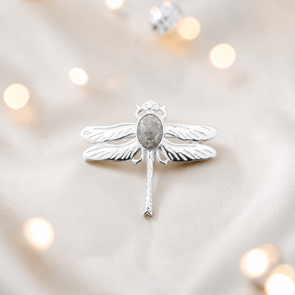 Celestial brooch - sterling silver ashes memorial brooch in natural ash, handcrafted in Lancashire UK - by Keepsake Memorial Jewellery