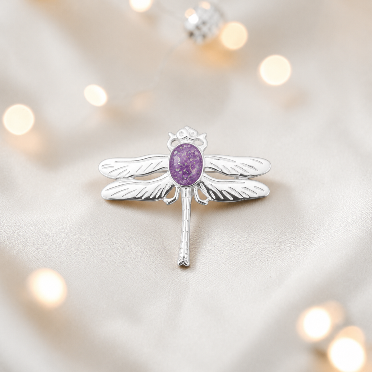 Celestial brooch - sterling silver ashes memorial brooch in rose pink, handcrafted in Lancashire UK - by Keepsake Memorial Jewellery