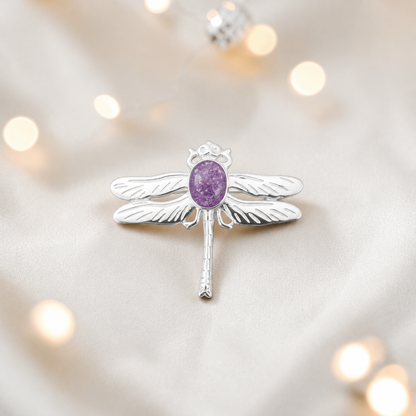 Celestial brooch - sterling silver ashes memorial brooch in rose pink, handcrafted in Lancashire UK - by Keepsake Memorial Jewellery