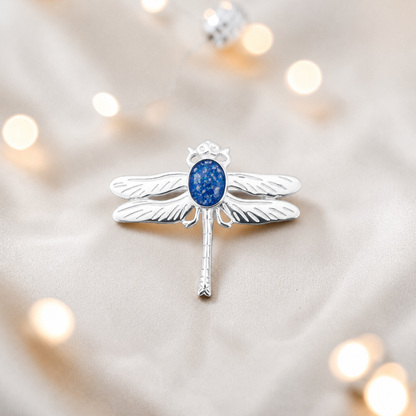 Celestial brooch - sterling silver ashes memorial brooch in royal blue, handcrafted in Lancashire UK - by Keepsake Memorial Jewellery