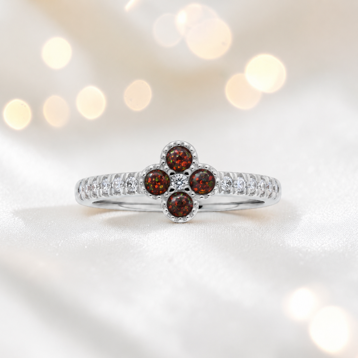 Keepsake Memorial Silver Clover Ashes Ring in Copper Mocha - Handcrafted in the UK