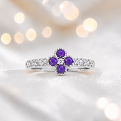 Keepsake Memorial Silver Clover Ashes Ring in Sleepy Lavender - Handcrafted in the UK