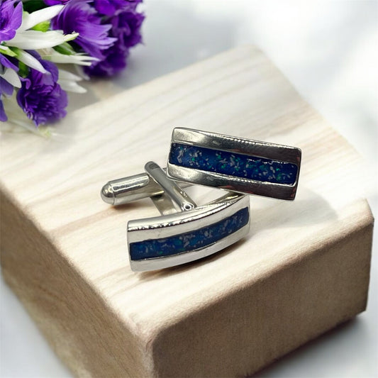 Solid 925 Silver Channel Cufflinks