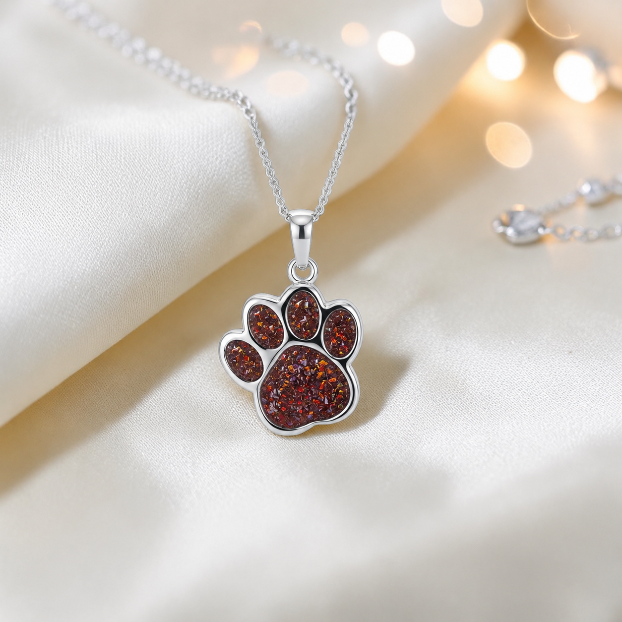 Daisy Pendant - silver dog paw memorial ashes pendant in copper mocha, handcrafted in Lancashire UK - Keepsake Memorial Jewellery