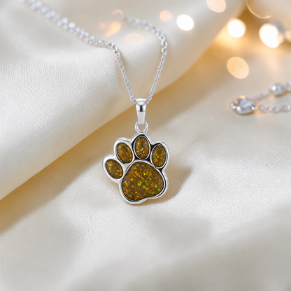 Daisy Pendant - silver dog paw memorial ashes pendant in gold olive, handcrafted in Lancashire UK - Keepsake Memorial Jewellery