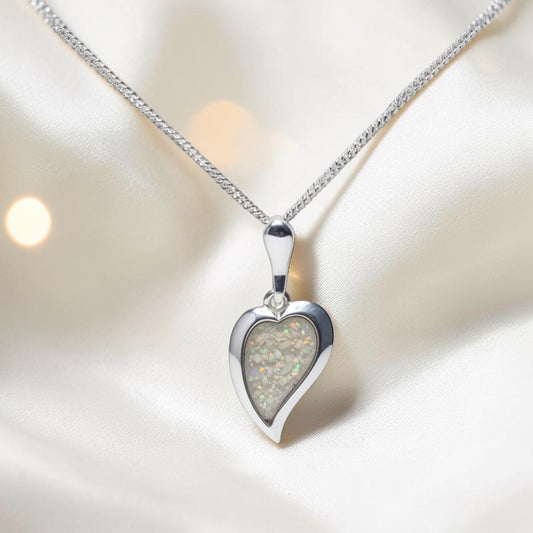 Deneb silver heart shaped ashes pendant, handcrafted in Lancashire UK