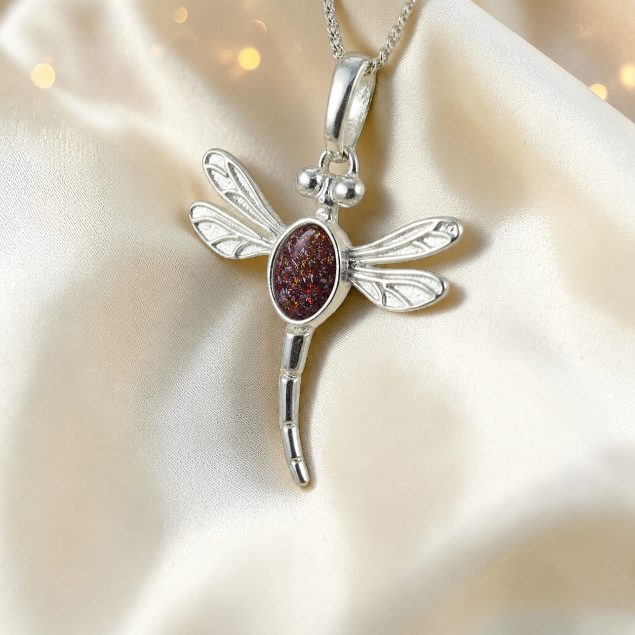 Dubhe dragonfly silver ashes pendant in copper mocha, handcrafted in Lancashire UK - by Keepsake Memorial Jewellery