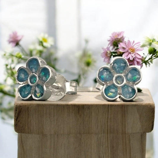 Solid 925 Silver 'Forget me Not' Stud earrings